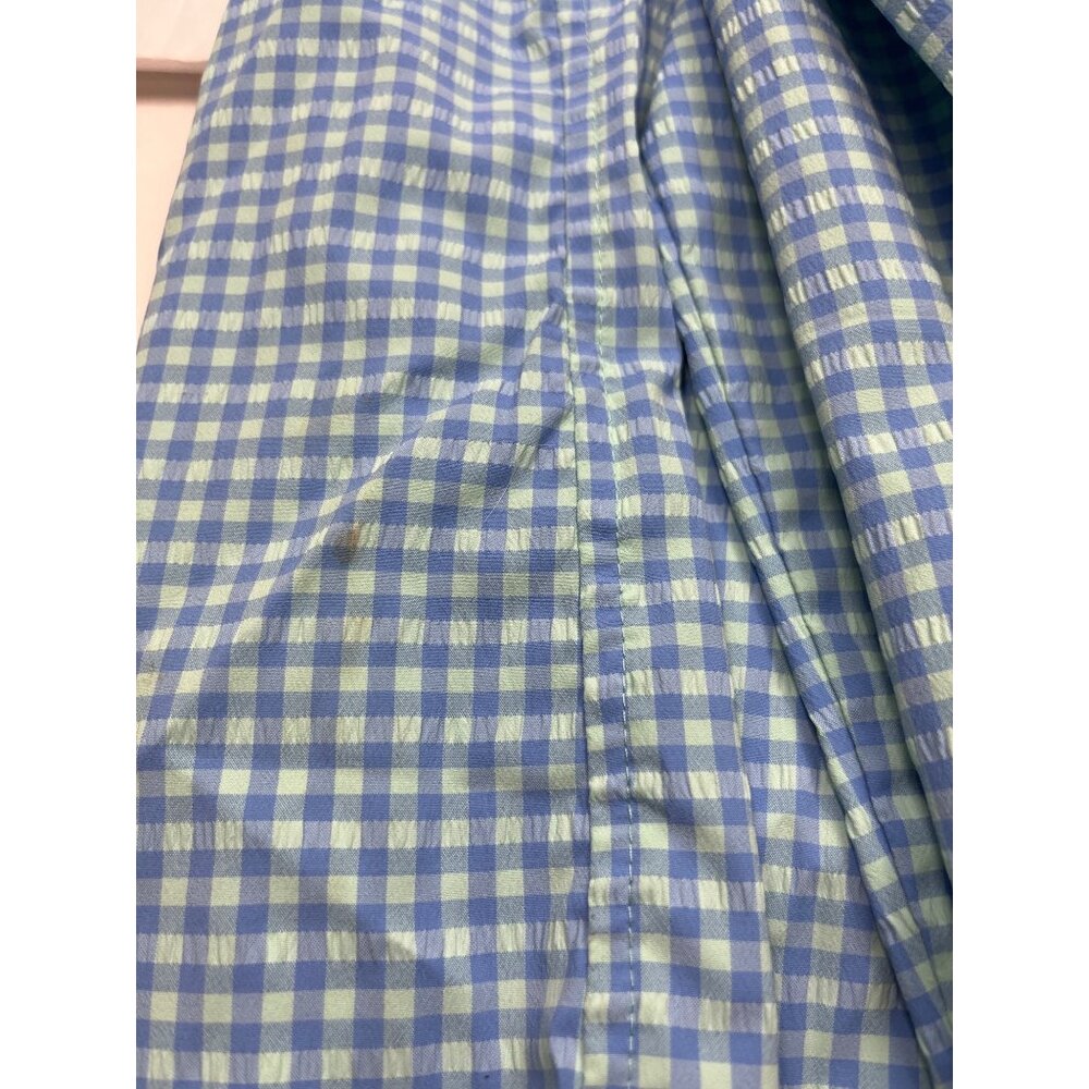 L.L.Bean Womens Medium Button-Up Gingham Shirt Blue & Green Long Sleeve 23i - Picture 12 of 12